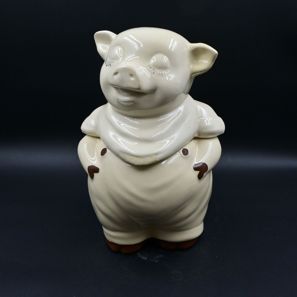 Shawnee Pottery Smiley Pig Cookie Jar 11.5" Vintage 1940s Rare Damage